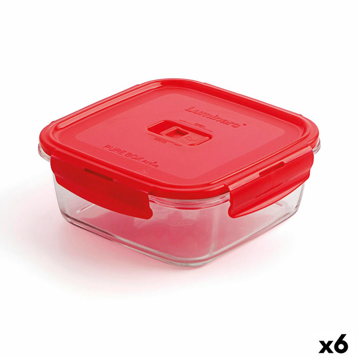 Lunchbox hermetisch Luminarc Pure Box Rot 1,22 L Glas (6 Stück)