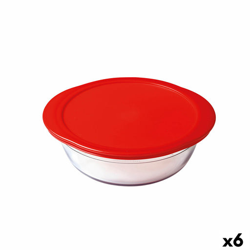 Runde Lunchbox mit Deckel Ô Cuisine Cook&store Ocu Rot 2,3 L 27 x 24 x 8 cm Glas Silikon (6 Stück)