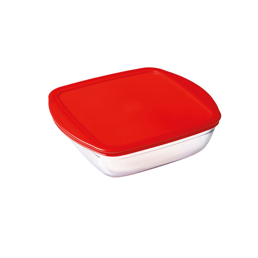 Viereckige Lunchbox mit Deckel Ô Cuisine Cook & Store Rot 1 L 20 x 17 x 6 cm Silikon Glas (6 Stück)