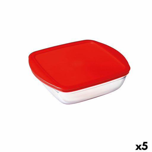 Viereckige Lunchbox mit Deckel Ô Cuisine Cook&store Ocu Rot 25 x 22 x 7 cm 2,2 L Glas Silikon (5 Stück)