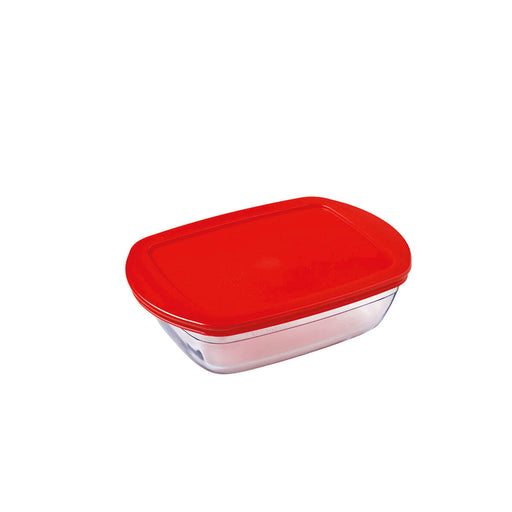 Rechteckige Lunchbox mit Deckel Ô Cuisine Cook&store Ocu Rot 400 ml 17 x 10 x 5 cm Glas Silikon (6 Stück)