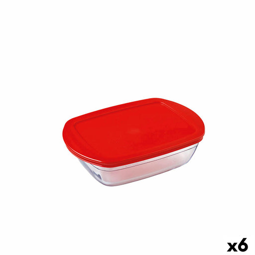 Rechteckige Lunchbox mit Deckel Ô Cuisine Cook&store Ocu Rot 400 ml 17 x 10 x 5 cm Glas Silikon (6 Stück)