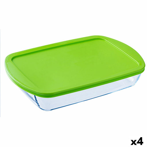 Rechteckige Lunchbox mit Deckel Pyrex Cook & store Durchsichtig Silikon Glas (4,5 L) (4 Stück)