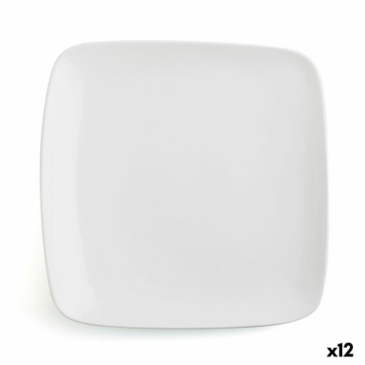 Flacher Teller Ariane Vital Square karriert Weiß aus Keramik 24 x 19 cm (12 Stück)