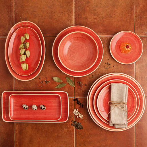 Kochschüssel Ariane Terra Oval aus Keramik Rot (Ø 32 cm) (6 Stück)
