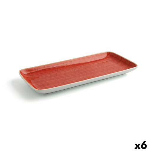 Kochschüssel Ariane Terra rechteckig aus Keramik Rot (36 x 16,5 cm) (6 Stück)