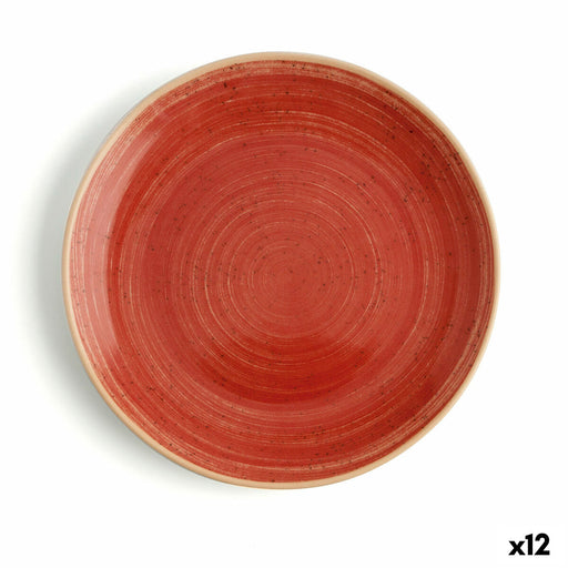 Flacher Teller Ariane Terra Rot aus Keramik Ø 18 cm (12 Stück)