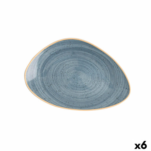Flacher Teller Ariane Terra Dreieckig Blau aus Keramik Ø 29 cm (6 Stück)