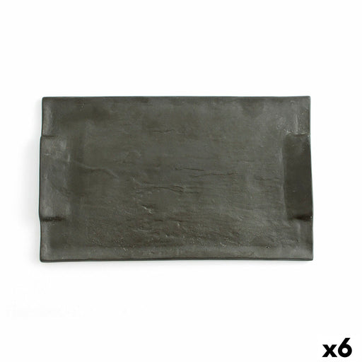 Tablett für Snacks Quid Mineral Gres Schwarz aus Keramik 30 x 18 cm (6 Stück)