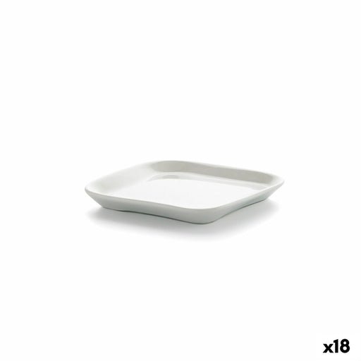 Tablett für Snacks Ariane Alaska karriert Weiß aus Keramik 11,4 x 11,4 cm (18 Stück)