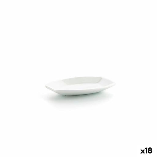 Tablett für Snacks Ariane Alaska 9,6 x 5,9 cm Mini Oval aus Keramik Weiß (10 x 7,4 x 1,5 cm) (18 Stück)