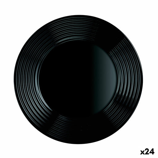 Flacher Teller Luminarc Harena Negro Schwarz Glas 25 cm (24 Stück)