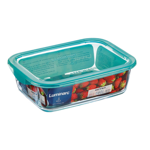 Rechteckige Lunchbox mit Deckel Luminarc Keep'n Lagon 12 x 8,5 x 5,4 cm türkis 380 ml Glas (6 Stück)