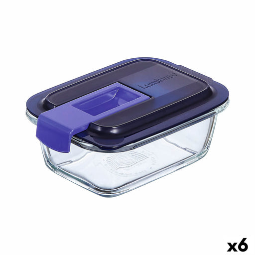 Lunchbox hermetisch Luminarc Easy Box Blau Glas (380 ml) (6 Stück)