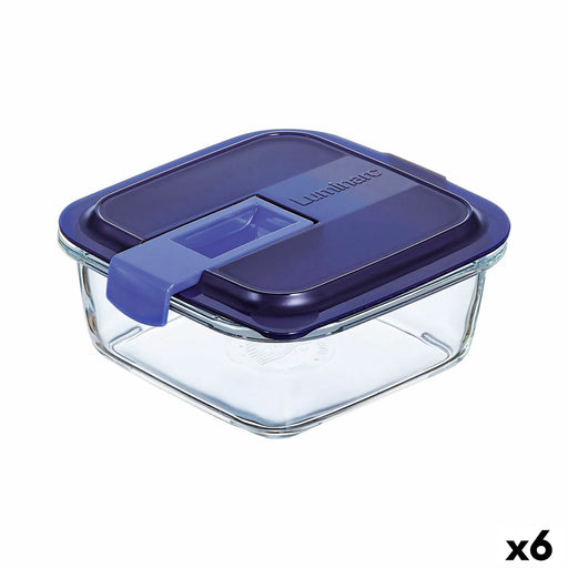 Lunchbox hermetisch Luminarc Easy Box Blau Glas (760 ml) (6 Stück)