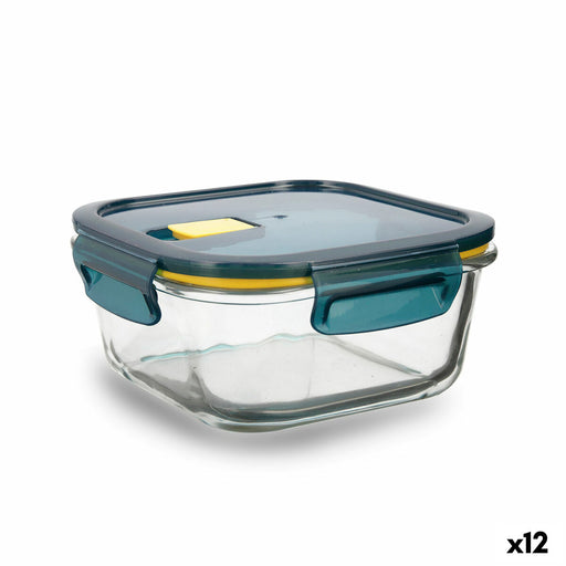 Lunchbox hermetisch Quid Astral 800 ml karriert Blau Glas (12 Stück)