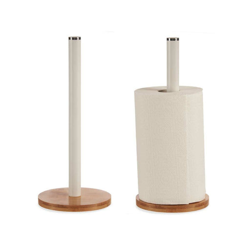 Küchenrollenhalterung Braun Weiß Metall Bambus (15 x 15 x 33,5 cm) (12 Stück)