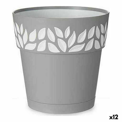 Selbstbewässernder Blumentopf Stefanplast Grau 15 x 15 x 15 cm Weiß Kunststoff (12 Stück)