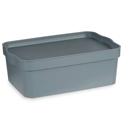 Aufbewahrungsbox mit Deckel Grau Kunststoff 6 L (21,5 x 11 x 32 cm) (12 Stück)