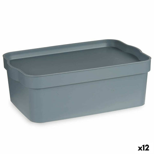 Aufbewahrungsbox mit Deckel Grau Kunststoff 6 L (21,5 x 11 x 32 cm) (12 Stück)