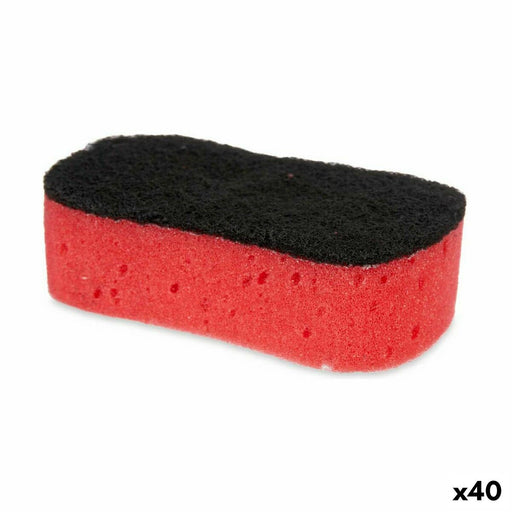 Scheuerschwamm Schwarz Rot Schaum Abrasive Faser 7,3 x 4 x 12,3 cm (40 Stück)