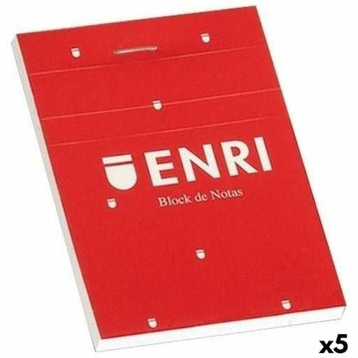 Schein Notizblock ENRI Rot A4 80 Blatt 4 mm (5 Stück)