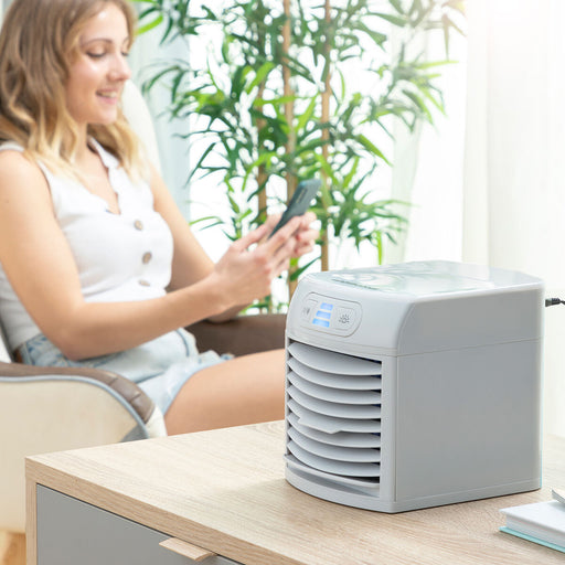 Tragbares Mini-Klimagerät mit Verdunstung und LED Freezyq+ InnovaGoods