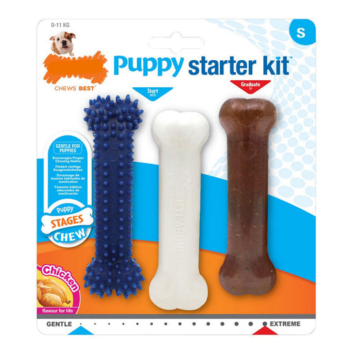 Beißring für Hunde Nylabone Extreme Chew Starter Kit Welpen Huhn Thermoplastischer Kunststoff (3 pcs)