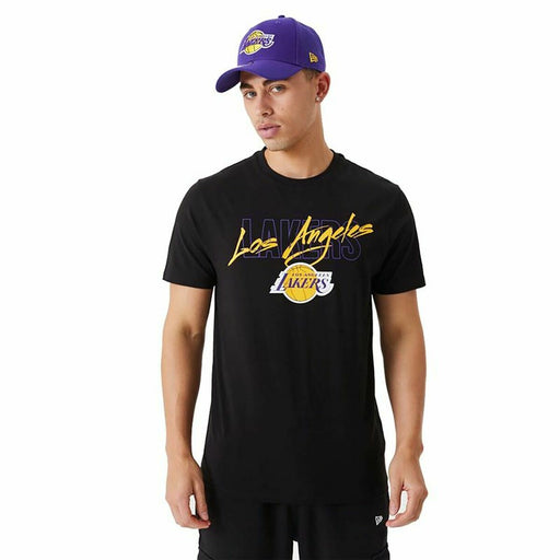 Herren Kurzarm-T-Shirt New Era Script LA Lakers