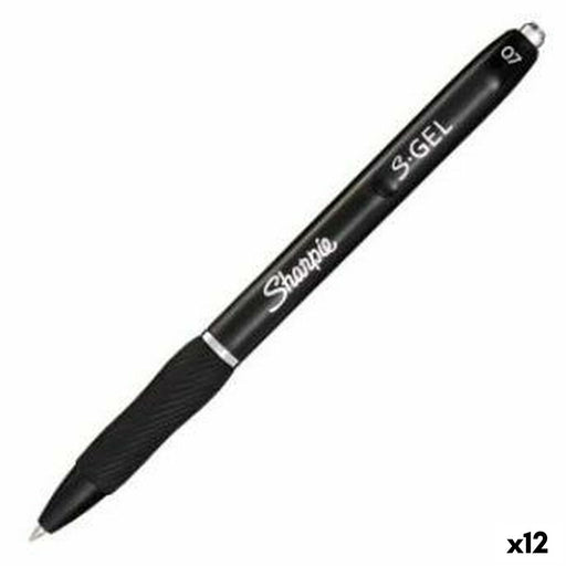 Gel-Stift Sharpie S-Gel Einziehbar Schwarz 0,7 mm (12 Stück)