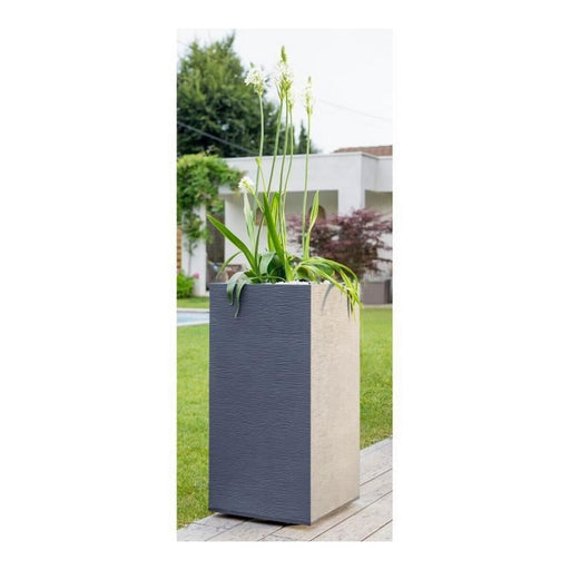 Blumentopf EDA Graphit Grau Dunkelgrau Kunststoff karriert 39,5 x 39,5 x 80 cm