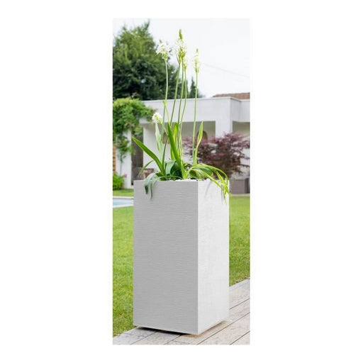 Blumentopf EDA Graphit Weiß Kunststoff karriert 39,5 x 39,5 x 80 cm