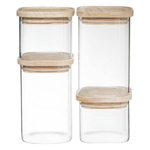 Set mit 4 Kanistern Secret de Gourmet Küche Stapelbar Glas
