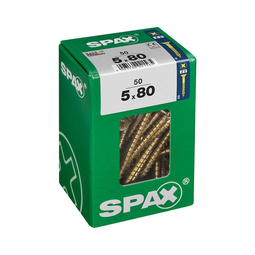 Schraubenkasten SPAX Yellox Holz Flacher Kopf 50 Stücke (5 x 80 mm)