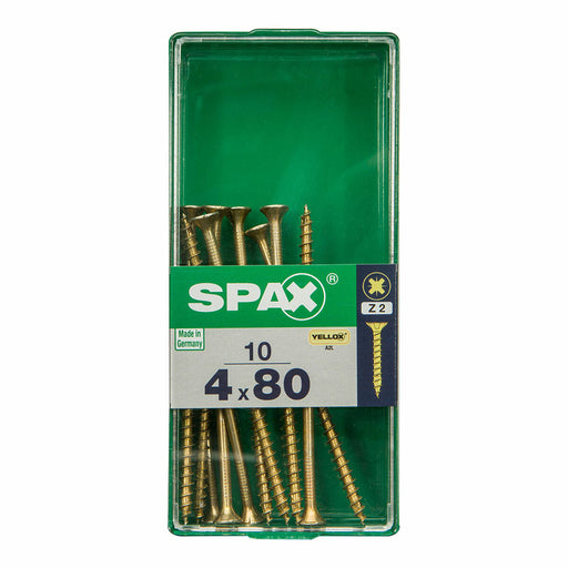 Schraubenkasten SPAX 4081020400802 Holzschraube Flacher Kopf (4 x 80 mm) (4,0 x 80 mm)