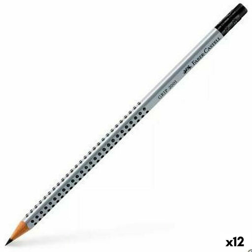 Bleistift mit Radiergummi Faber-Castell Grip 2001 Ökologisch Grau B (12 Stück)