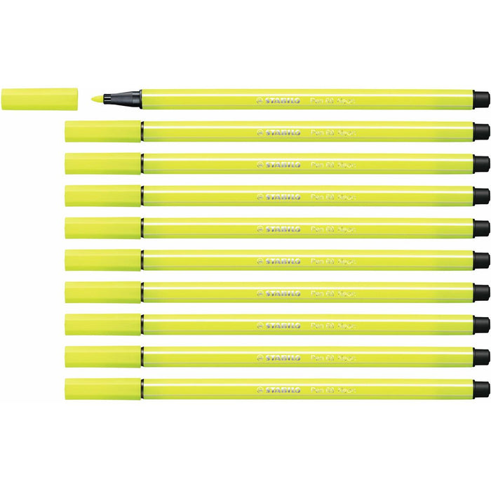 Filzstifte Stabilo Pen 68 Fluoreszierend Gelb (10 Stücke)