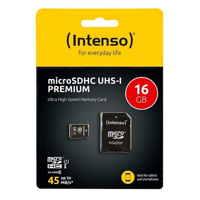 Mikro SD Speicherkarte mit Adapter INTENSO 34234 UHS-I Premium Schwarz
