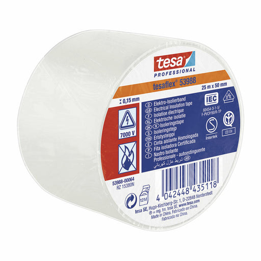 Isolierband TESA tesaflex 53988 Homologiert Weiß PVC (25 m x 50 mm)