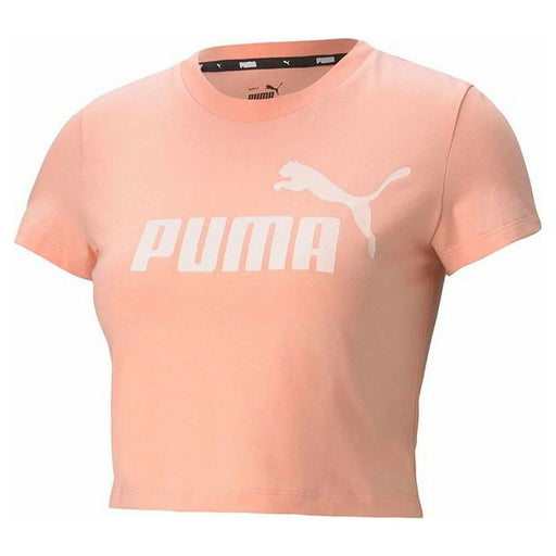 Damen Kurzarm-T-Shirt Puma Essentials Slim Logo Rosa Lachsfarben