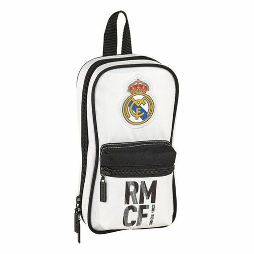 Rucksack mit Federtaschen Real Madrid C.F. Weiß Schwarz 12 x 23 x 5 cm (33 Stücke)
