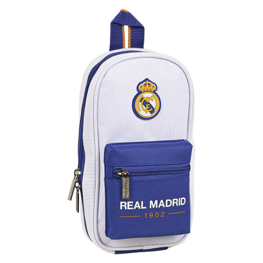 Rucksack mit Federtaschen Real Madrid C.F. 1 Blau Weiß 12 x 23 x 5 cm (33 Stücke)