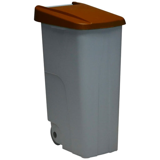 Abfallbehälter mit Rädern Denox Grau Braun Kunststoff 110 L