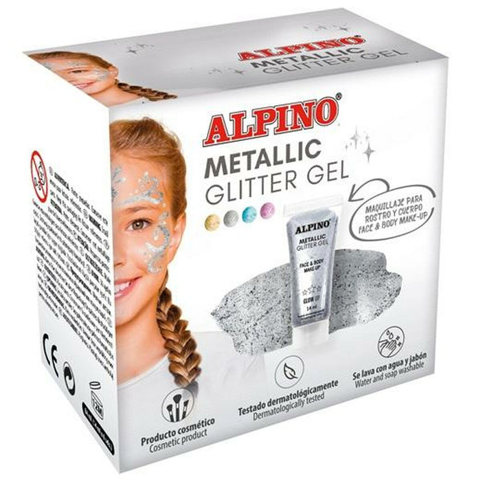 Kinder Make-up Alpino Gel Glitzernd Silberfarben