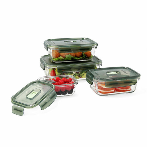 Lunchbox-Set Luminarc Pure Box Luftdicht Dunkelgrün Glas 4 Stücke