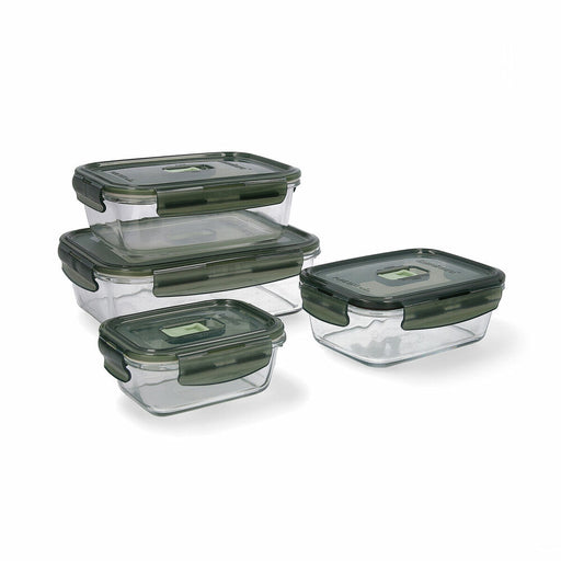 Lunchbox-Set Luminarc Pure Box Luftdicht Dunkelgrün Glas 4 Stücke