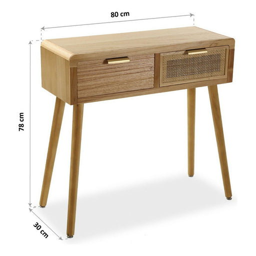 Konsolentisch mit 2 Schubladen Versa Braun Holz Paulonia-Holz Holz MDF 30 x 78 x 80 cm