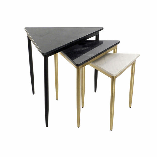 3er-Set Tischchen DKD Home Decor Weiß Schwarz grün Gold 68 x 46,5 x 53 cm