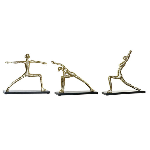 Deko-Figur DKD Home Decor 33 x 10 x 35 cm Schwarz Gold Indianer Yoga (3 Stück)