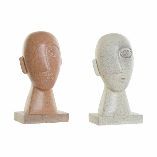 Deko-Figur DKD Home Decor Beige Terrakotta Gesicht 14,5 x 10,5 x 27,5 cm (2 Stück)